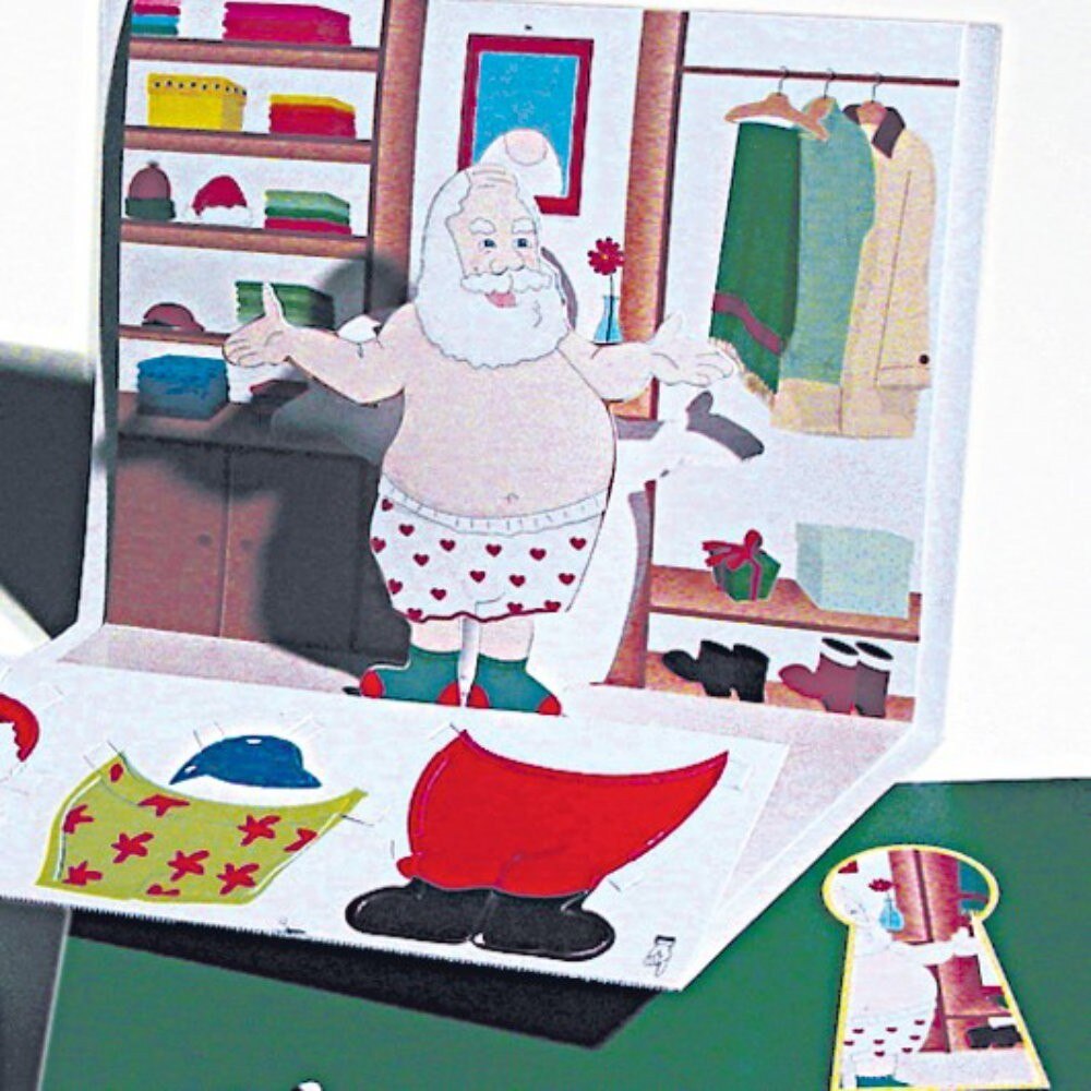 Felicitare 3D stil Origami-Garderoba lui Mos Craciun