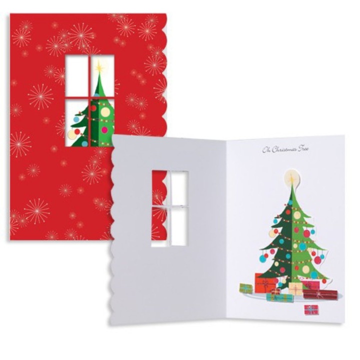 Üdvözlőlap 3D téli trespanache-karácsonyfa