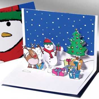 Felicitare 3D stil Origami-Om de zapada Felicitare 3D stil Origami-Om de zapada