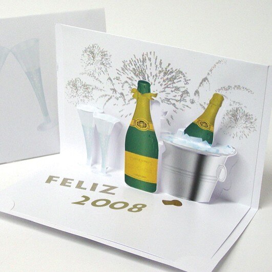 Felicitare 3D stil Origami Sampanie 2008