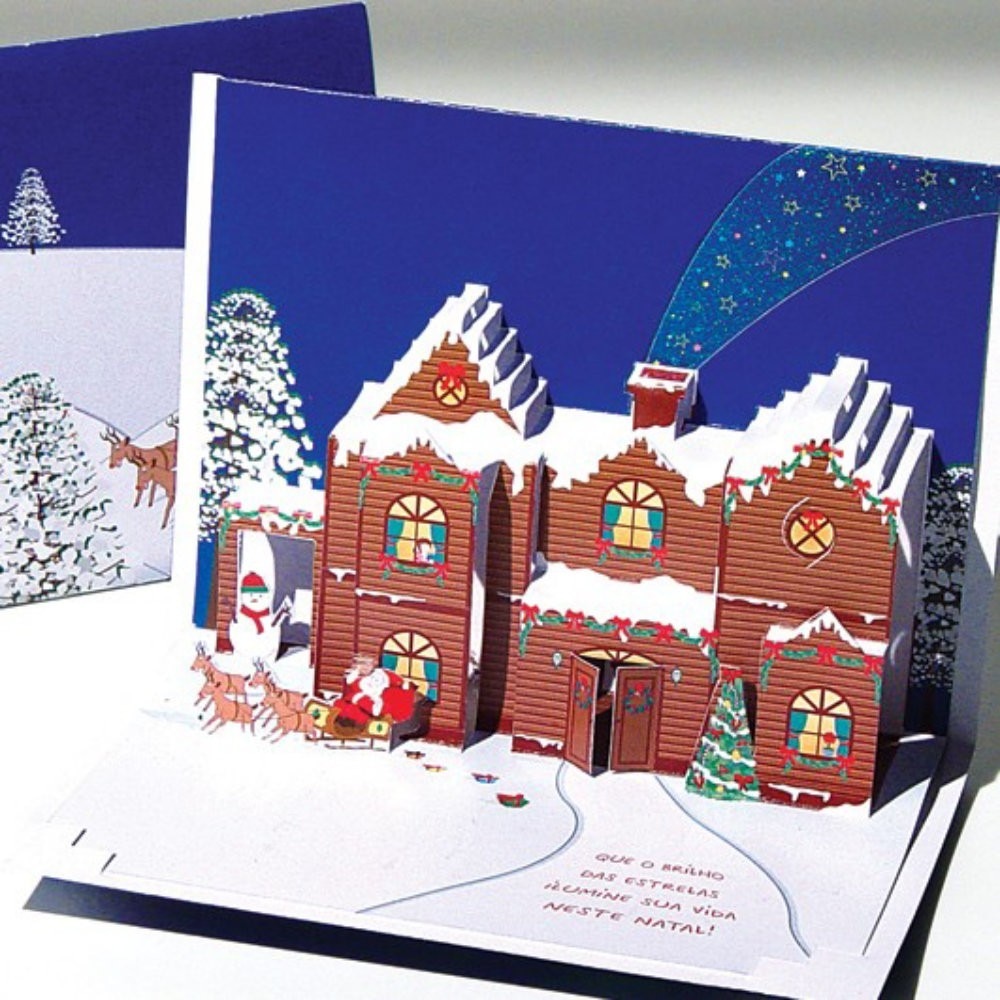 Felicitare 3D stil Origami-Ajunul Craciunului