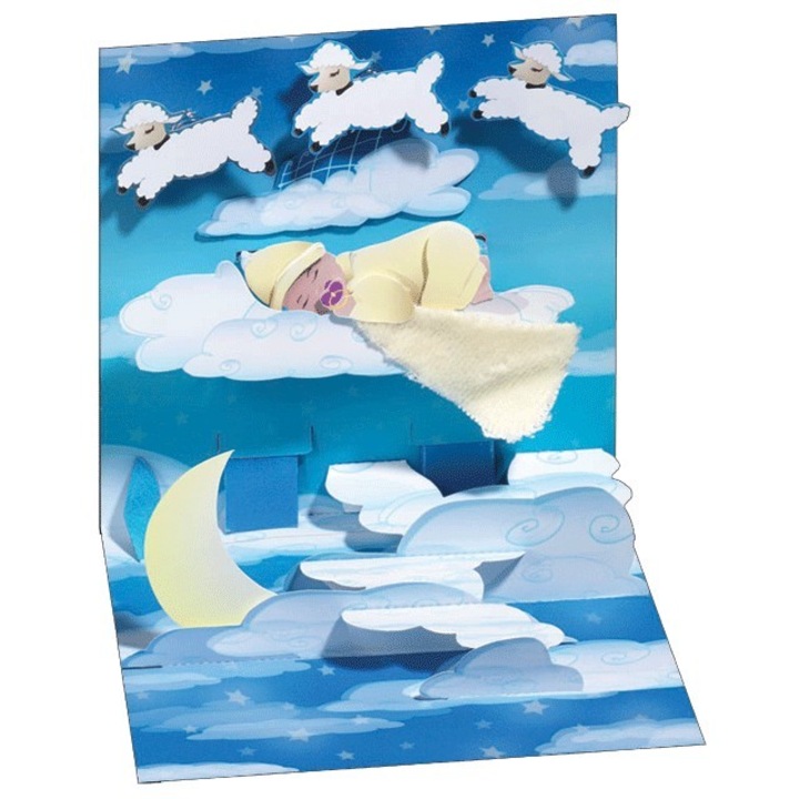 3D mini üdvözlőlap - Baba és báránykák