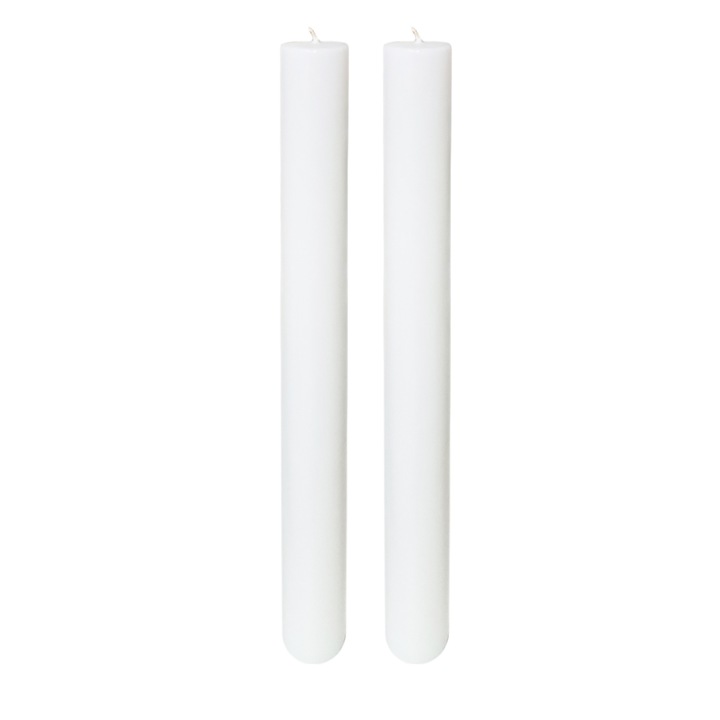 Set 2 lumanari de nunta, FABRICA DE LUMANARI GHIOROC, aromata, alb, 35cm x 3.6cm