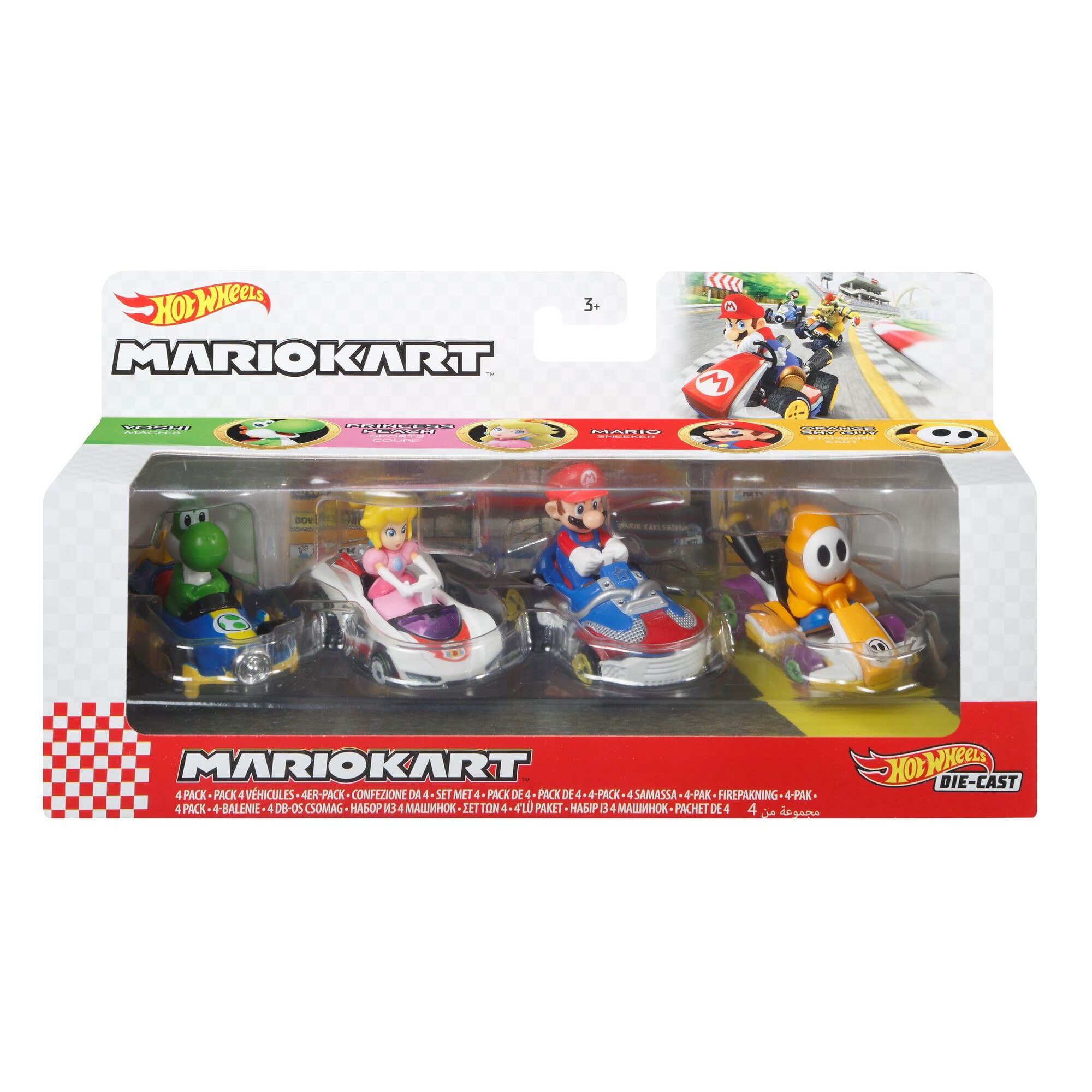 Set 4 Masinute Hot Wheels Mario Kart 7 cm