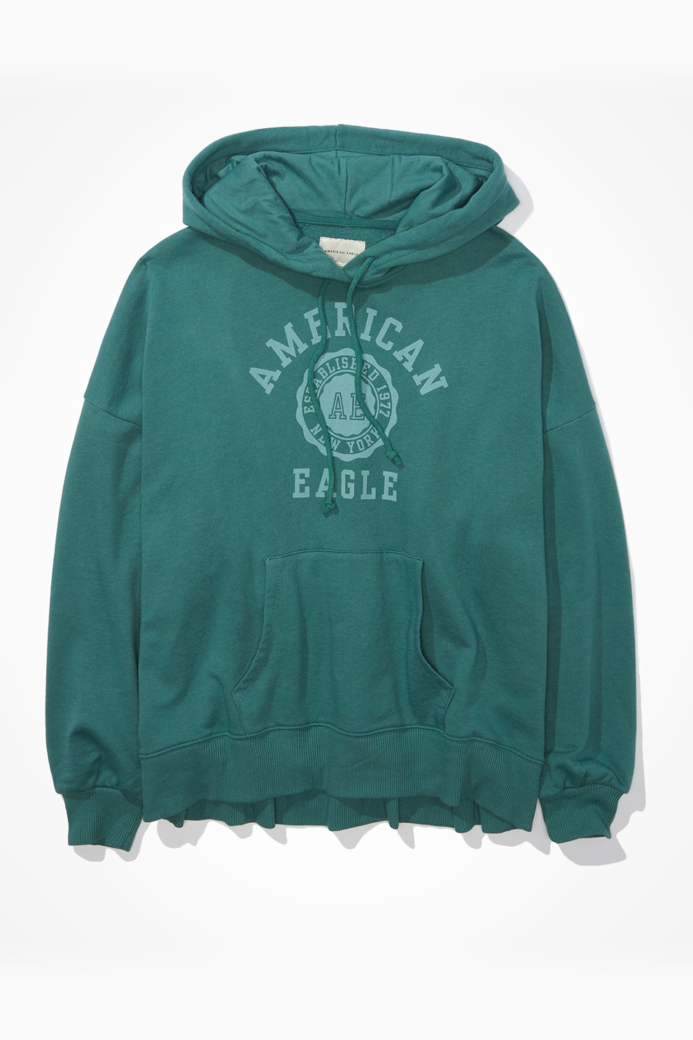 American Eagle, Hanorac regular fit cu imprimeu logo, Verde