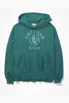 American Eagle, Hanorac regular fit cu imprimeu logo, Verde American Eagle, Hanorac regular fit cu imprimeu logo, Verde