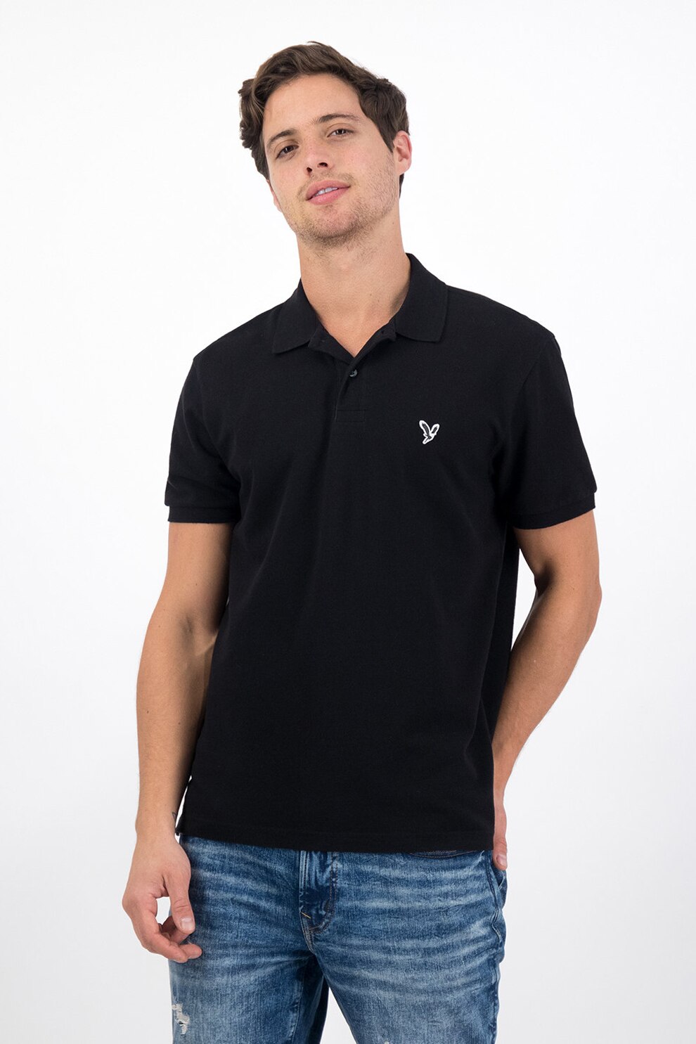 American Eagle, Tricou polo cu logo, Negru