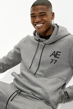 American Eagle, Hanorac cu imprimeu logo, Gri melange American Eagle, Hanorac cu imprimeu logo, Gri melange