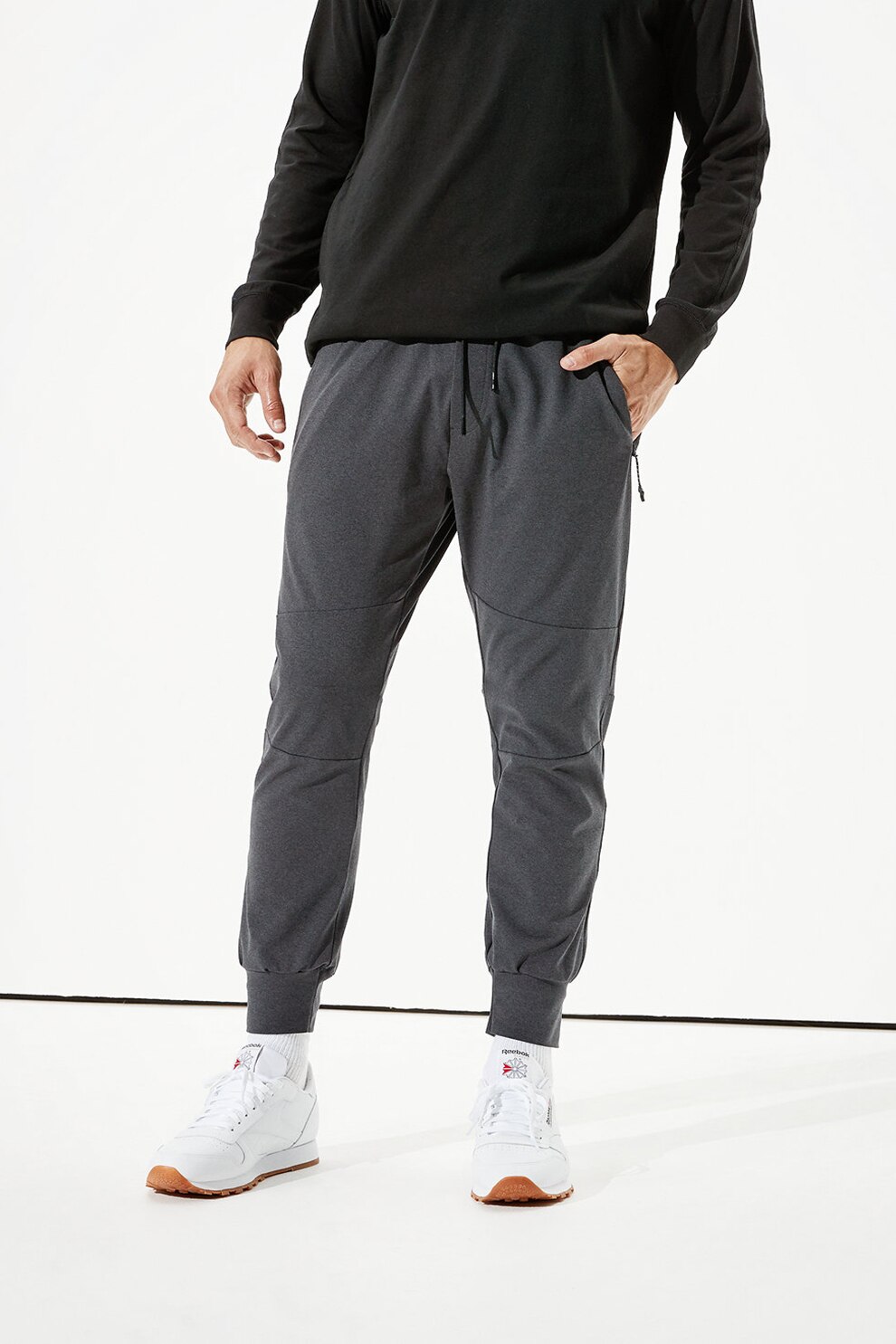 American Eagle, Pantaloni sport conici, Gri inchis