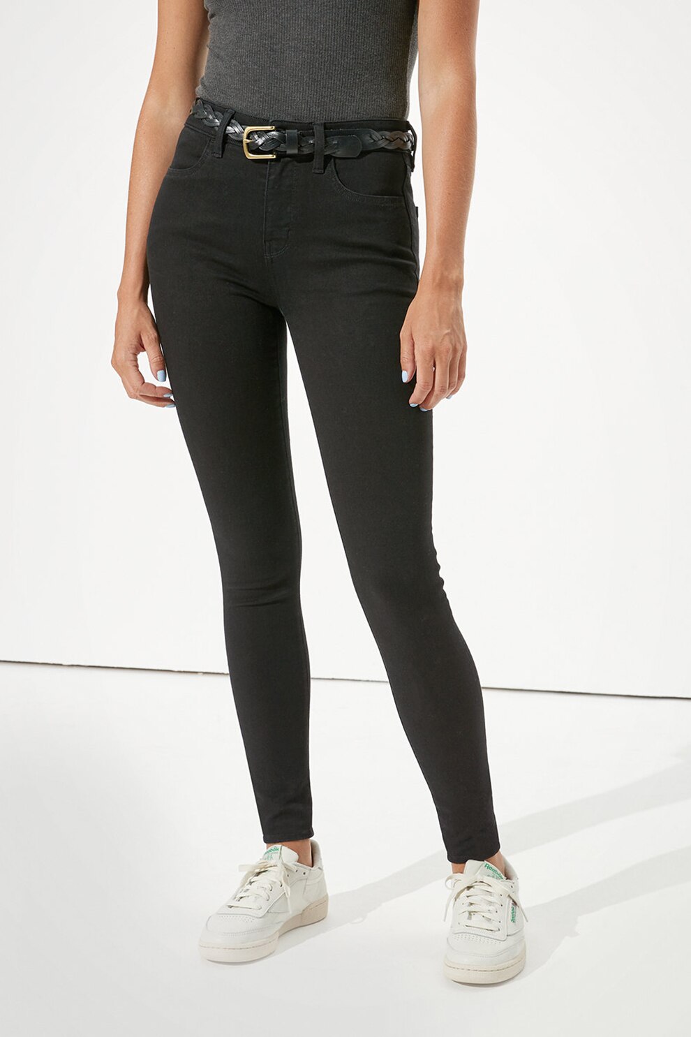 American Eagle, Blugi skinny cu talie inalta Dream, Negru