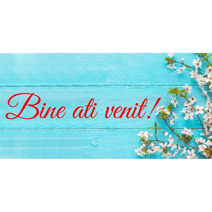 Banner "Welcome" modell kék háttérrel, 50x100 cm