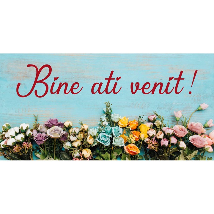 Banner "Welcome" modell sok virággal, 50x100 cm