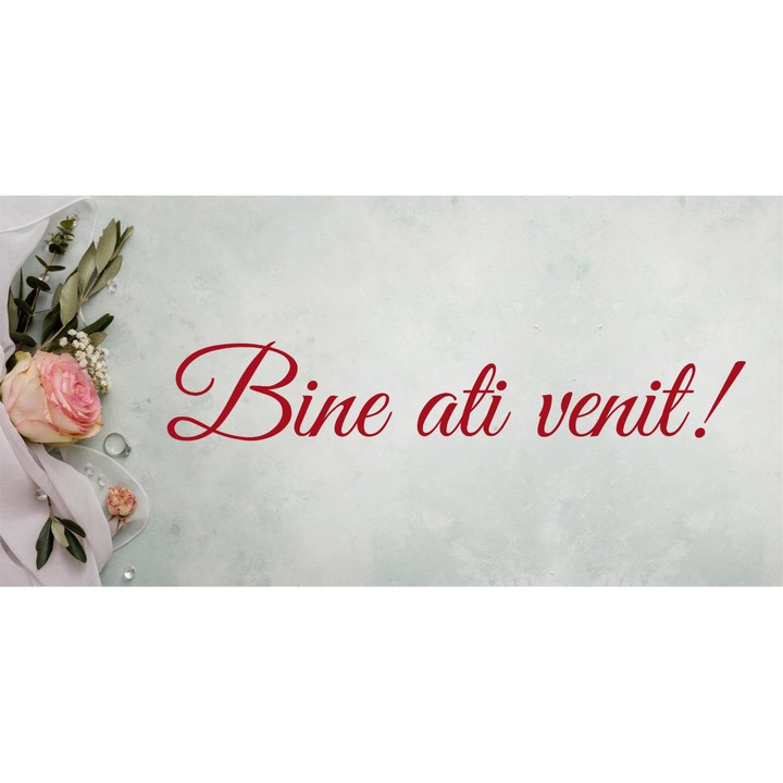 Banner "Welcome" modell rózsával és gyűrűvel, 50x100 cm
