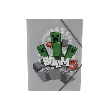 Dosar A4 cu elastic Minecraft Creeper Boom, Multicolor Dosar A4 cu elastic Minecraft Creeper Boom, Multicolor