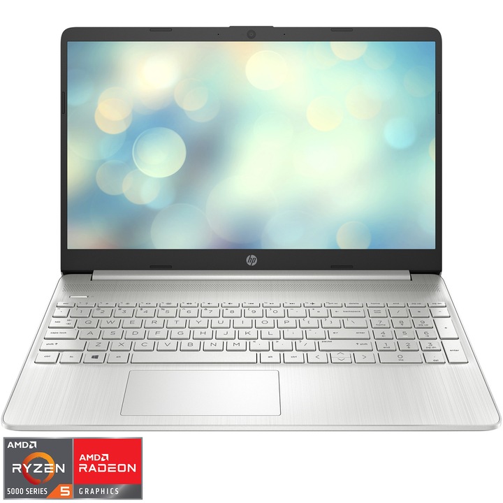 Laptop HP 15s-eq2023nq cu procesor AMD Ryzen™ 5 5500U, 15.6", Full HD, 8GB, 512GB SSD, AMD Radeon™ Graphics, Free DOS, Natural silver