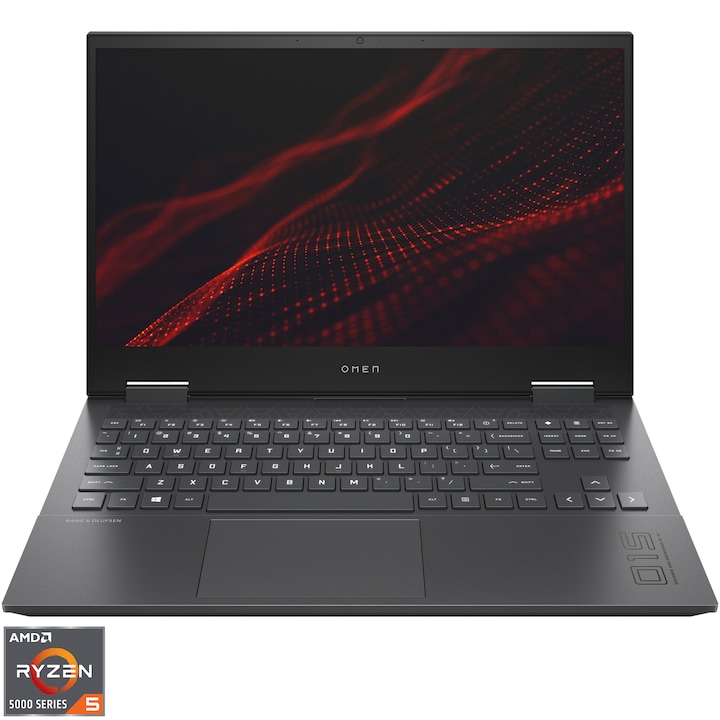 Laptop Gaming OMEN 15-en1010nq cu procesor AMD Ryzen™ 5 5600H, 15.6", Full HD, 144Hz, 16GB, 512GB SSD, nVidia GeForce RTX 3060 6GB, Free DOS, Black