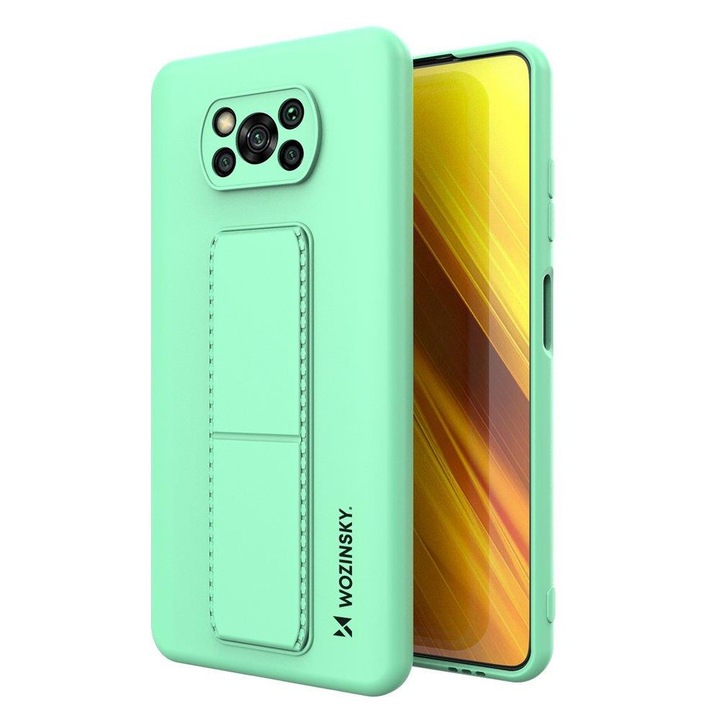 Telefontok Xiaomi Poco X3 NFC / Poco X3 Pro - Wozinsky Kickstand menta kitámasztható szilikon hátlap tok