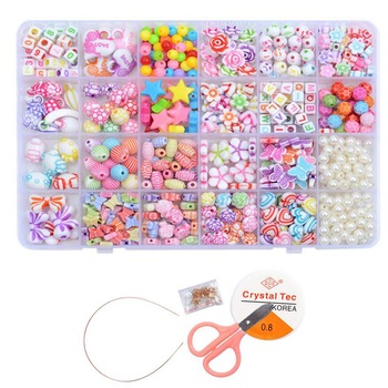 Set bijuterii DIY, UBEPRO, Plastic Acrilic, Margele, Foarfeca, Multicolor Set bijuterii DIY, UBEPRO, Plastic Acrilic, Margele, Foarfeca, Multicolor