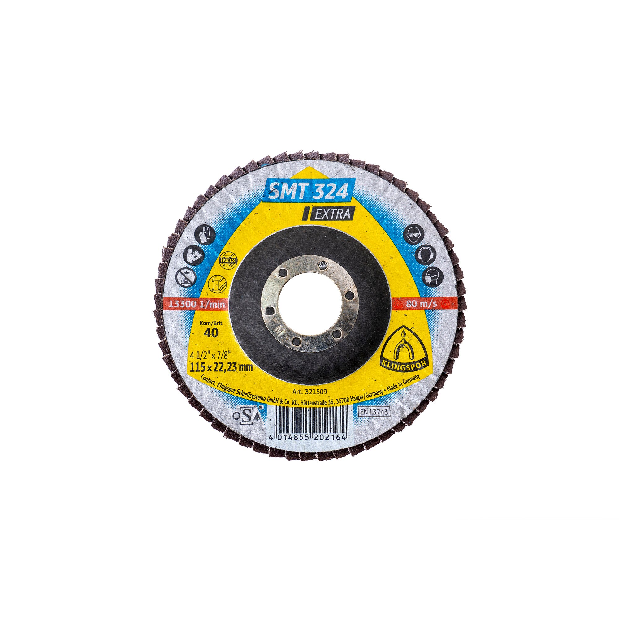 Disc lamelar frontal Klingspor SMT 324, P40 115X22.23 / EXT 321509