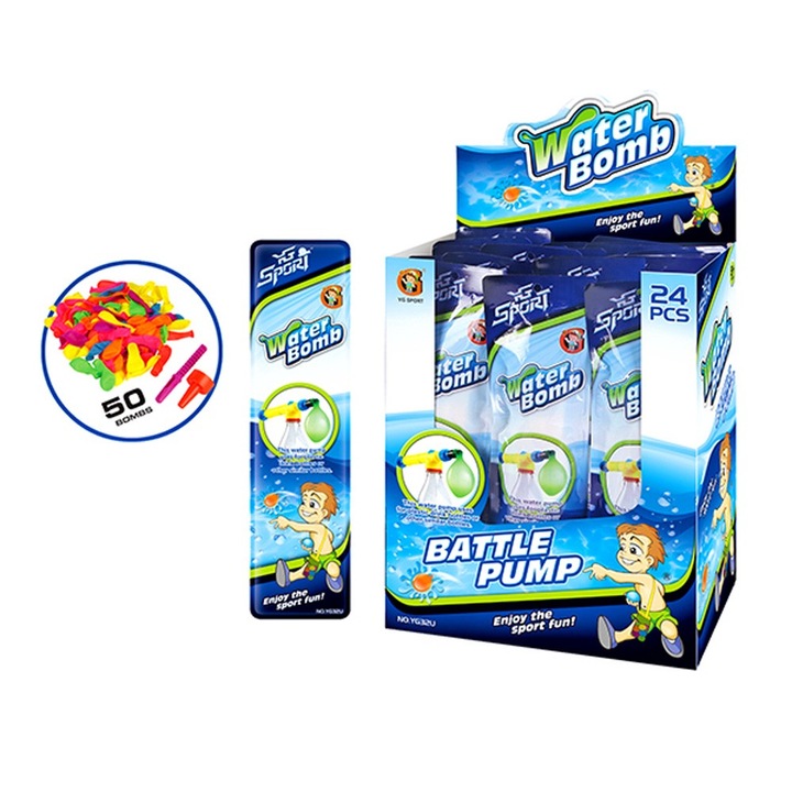 Szivattyúkészlet EmonaMall W4124, 50 db vízbomba, Sárga