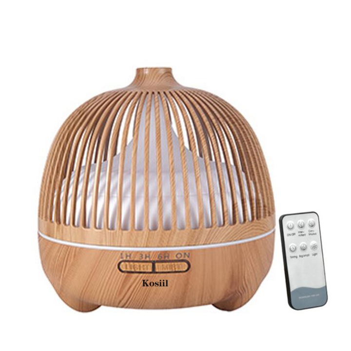 Kosiil aromaterápiás diffúzor, űrtartalom 500 ml, LED, 7 szín, távirányító, Időzítő, automatikus kikapcsolás, barna