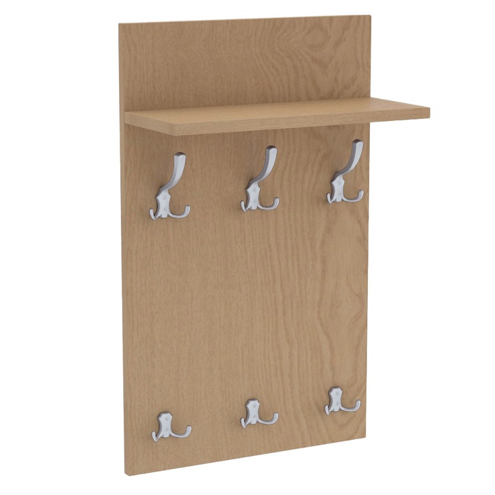 Cuier Panou MEDI ALUMINUM, 80 x 50 cm, Lemn/Metal, Bej