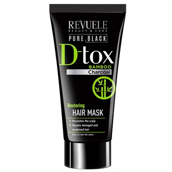 Masca de par detoxifianta cu carbune activ REVUELE Pure Black D-Tox Bamboo Charcoal, Restoring, 200 ml Masca de par detoxifianta cu carbune activ REVUELE Pure Black D-Tox Bamboo Charcoal, Restoring, 200 ml