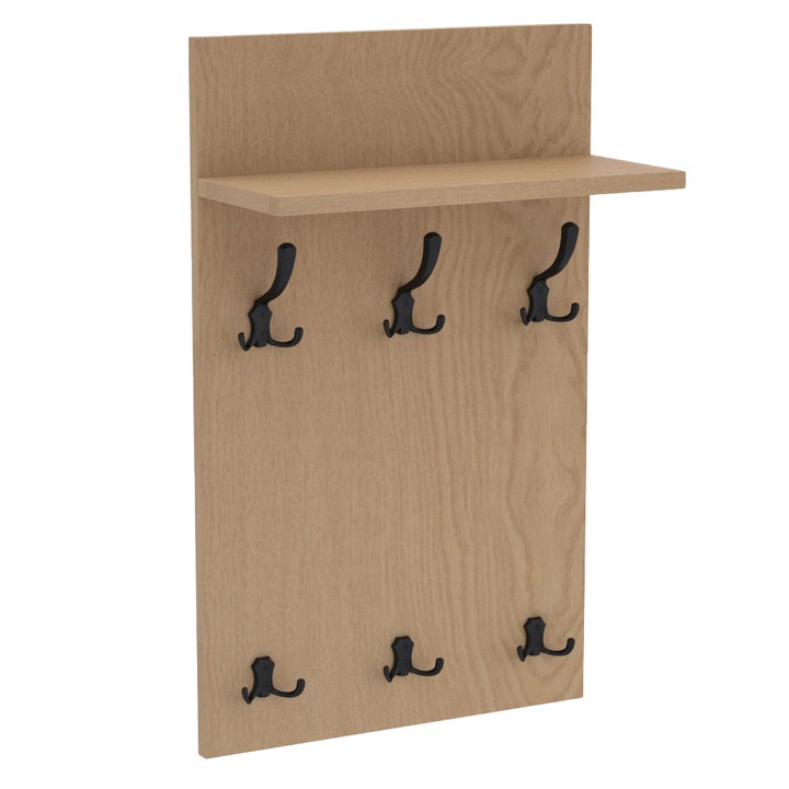 Cuier Panou MEDI BLACK, 80 x 50 cm, Lemn/Metal, Bej