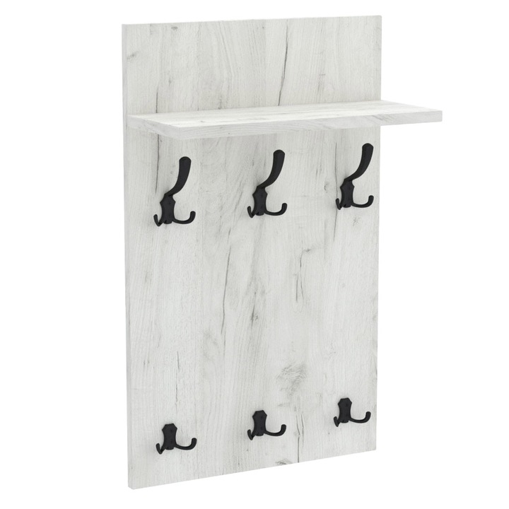 Cuier Panou MEDI BLACK, 80 x 50 cm, Lemn/Metal, Alb