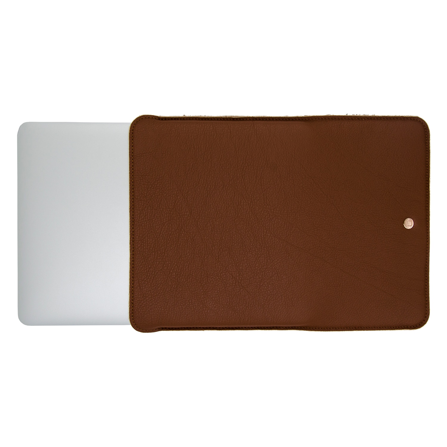 Husa laptop Macbook Pro 13 inch, piele naturala cu lana din fibre naturale, 31 x 23 x 0,6 cm, maro