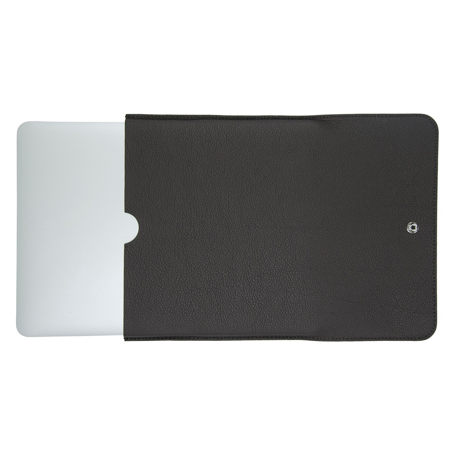 Husa laptop Macbook Pro 13 inch din piele naturala, cu accesoriu si design slim 31 x 23 x 0,4 cm, gri