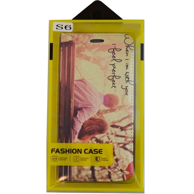 Husa Book Pocket Magnetic Lock Mobile Tuning pentru Samsung S6, Model When I am with you I feel perfect