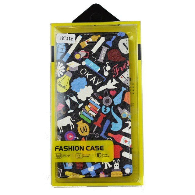 Husa Book Pocket Magnetic Lock Mobile Tuning pentru Huawei P8 Lite, Model Personaje