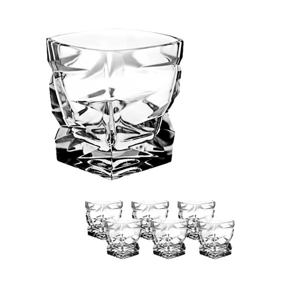 Set 6 pahare whisky Zig-Zag cristal Bohemia