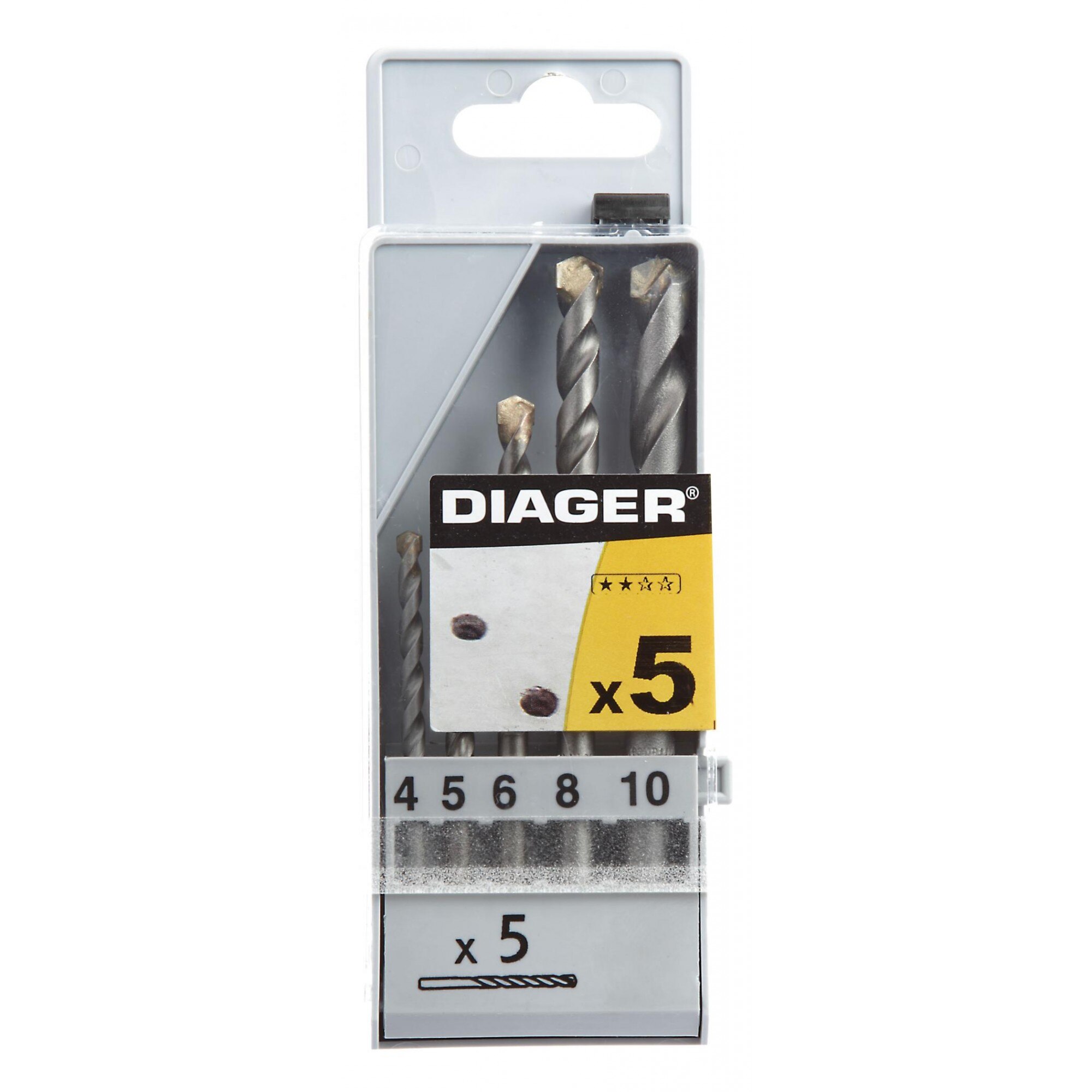 Truse de burghie Diager, cu coada cilindrica, 4-10, 5 piese