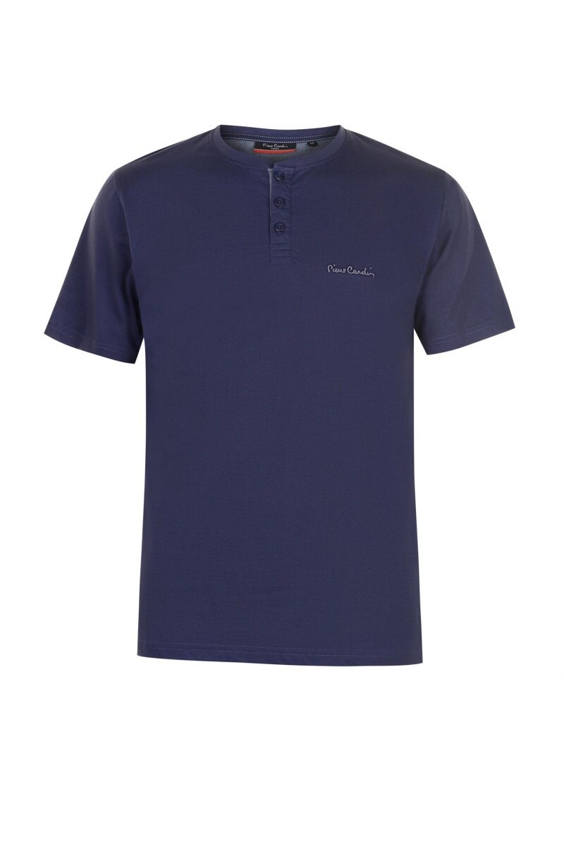 Pierre Cardin, Tricou Henley, Bumbac, L, Albastru inchis