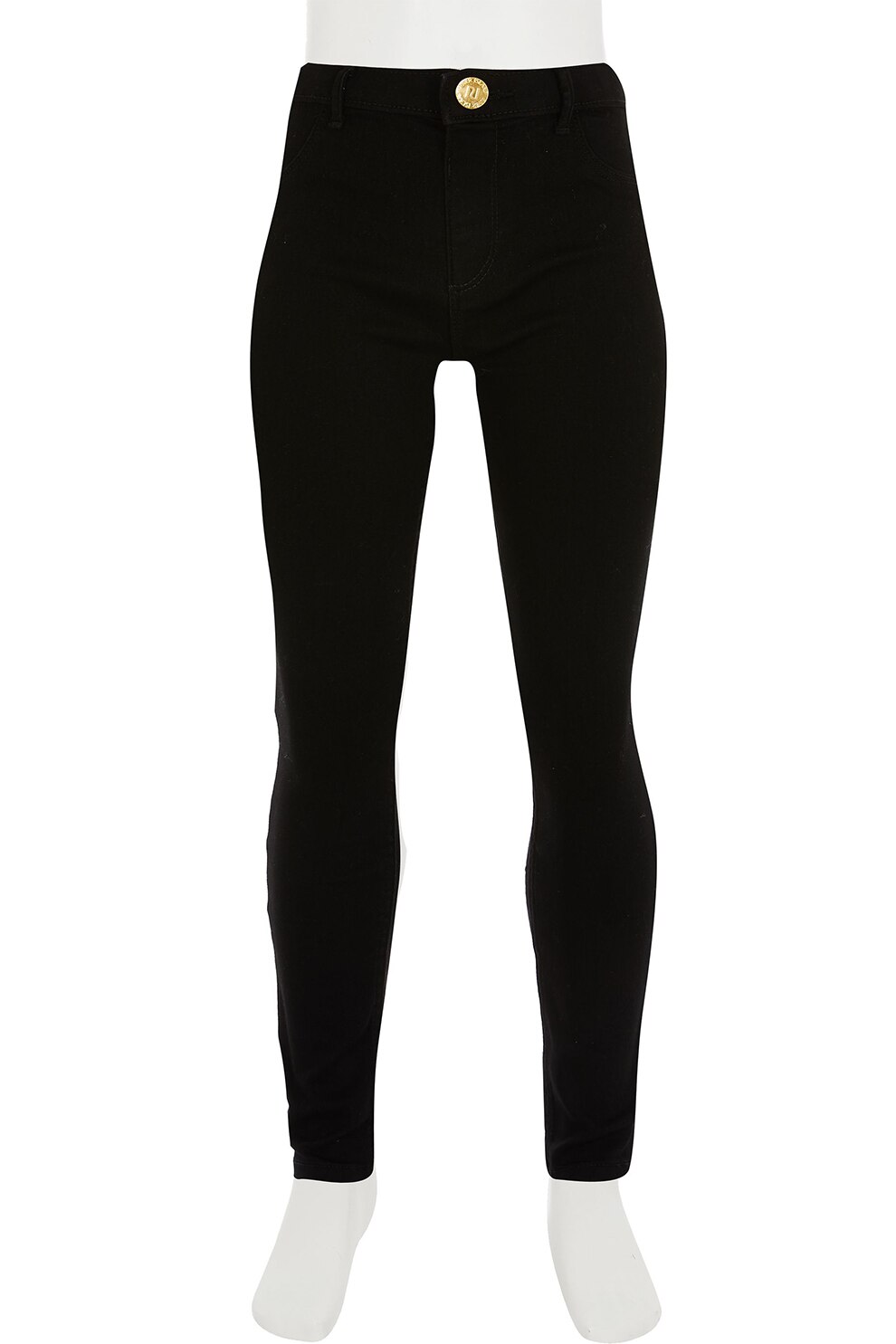 River Island, Pantaloni skinny cu talie inalta, Negru