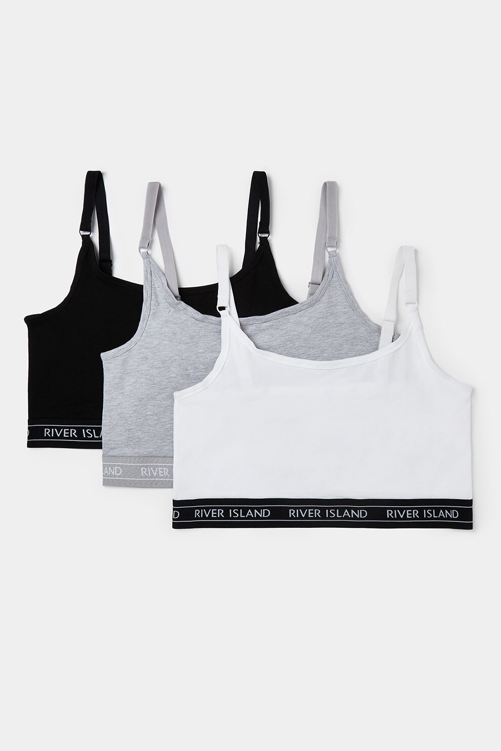 River Island, Set de bustiere - 3 piese, Alb/gri melange/negru