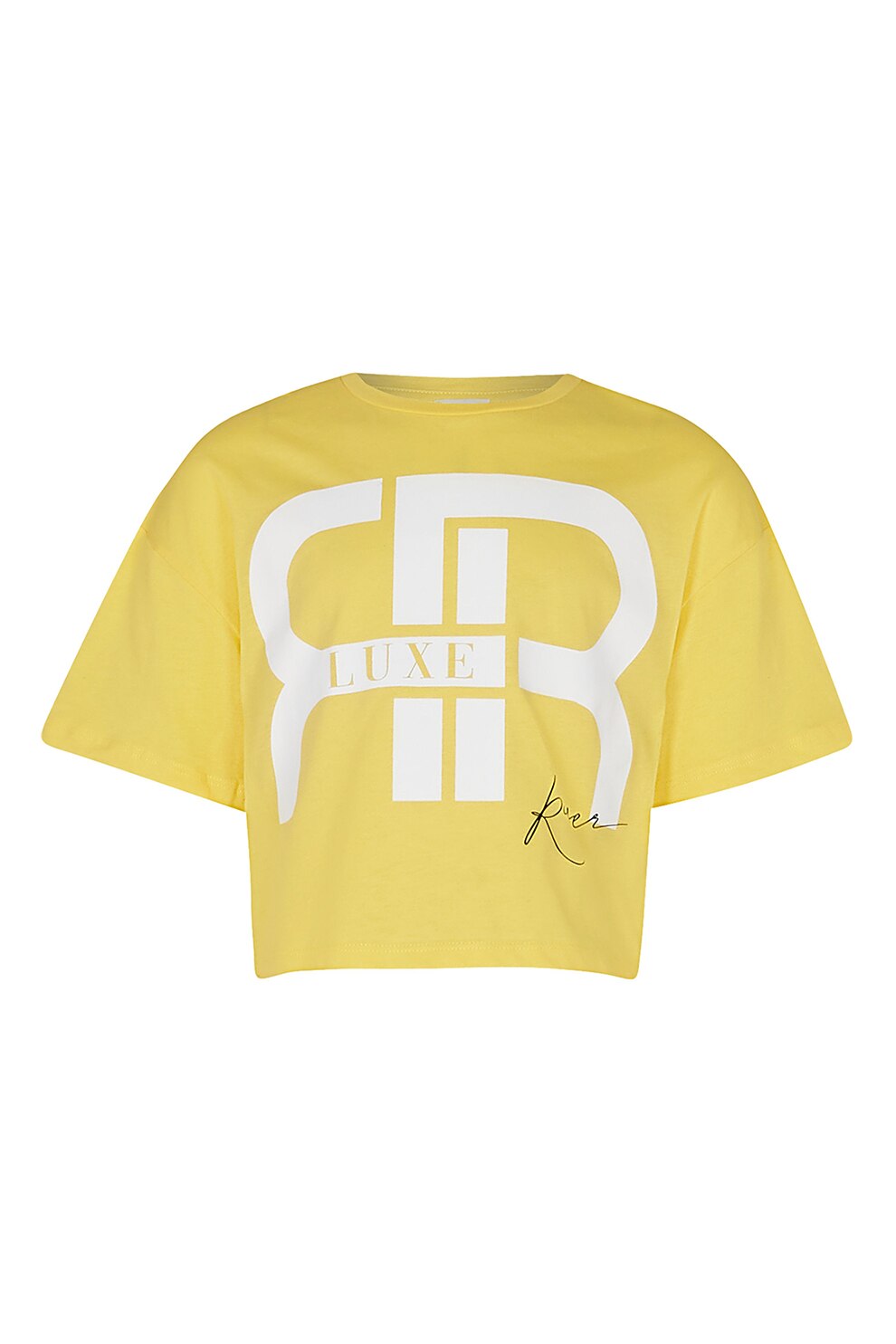 River Island, Tricou crop cu logo, Galben