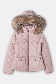 River Island, Jacheta matlasata cu gluga, Bej, 134-140 CM River Island, Jacheta matlasata cu gluga, Bej, 134-140 CM