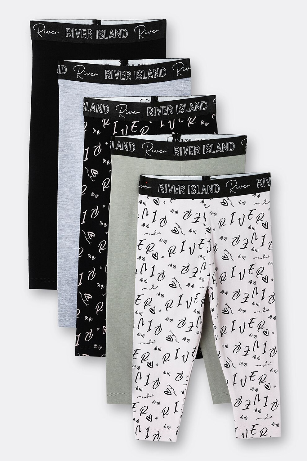 River Island, Colanti cu banda cu imprimeu logo in talie, Multicolora