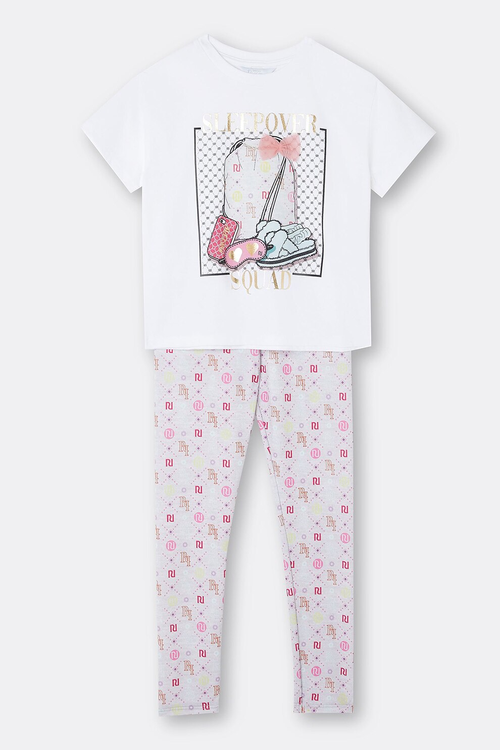 RIVER ISLAND, Pijama cu imprimeu grafic, Alb/Rosu