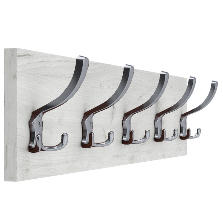 Cuier PICO, PVC, 15 x 70 cm, Crom/Alb cu model