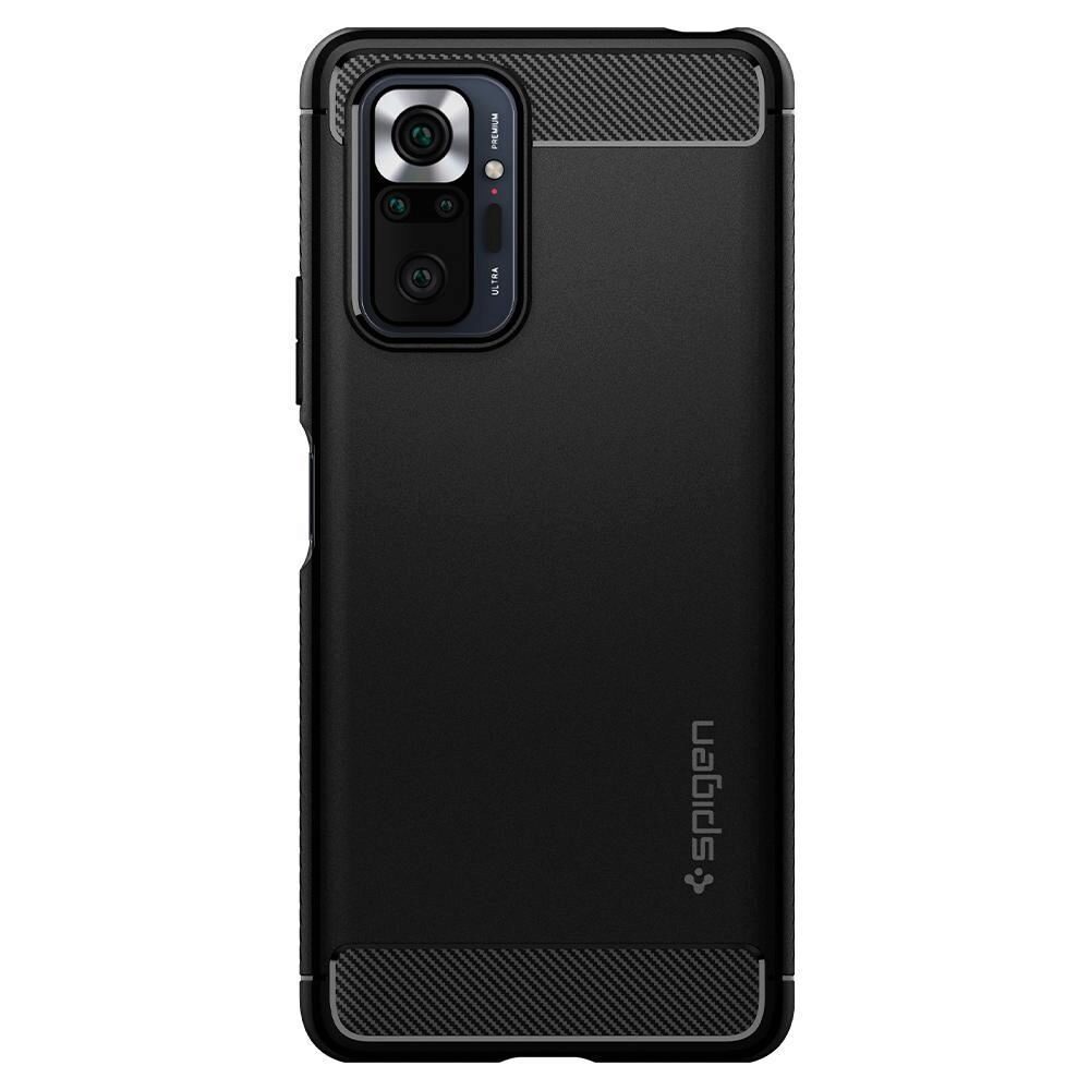 Husa Antisoc Premium Spigen Rugged Armor pentru Xiaomi Redmi Note 10 Pro, Protectie la Standarde Militare, Negru