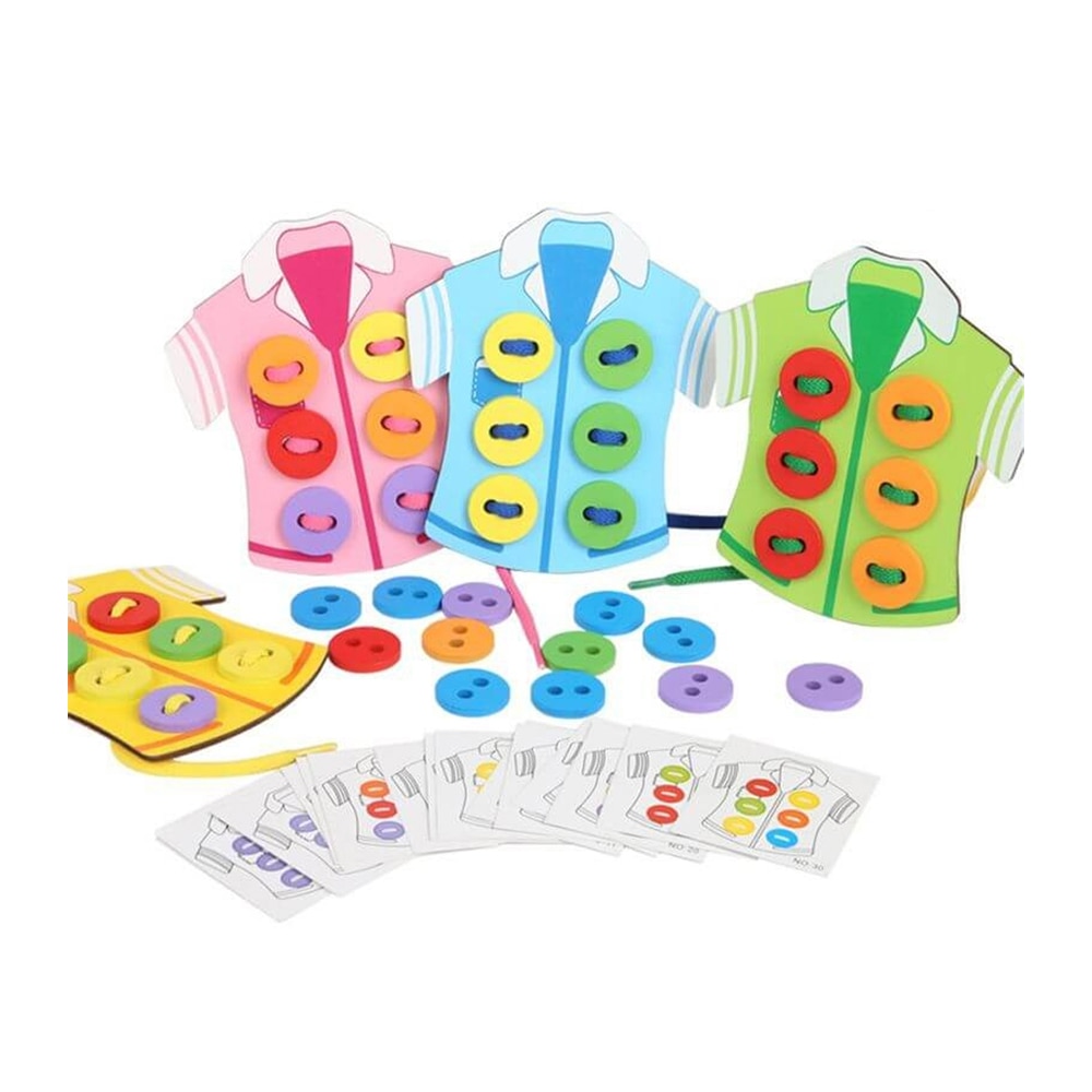 Joc Montessori de snuruit nasturii pe camasa, WD7026 RCO®