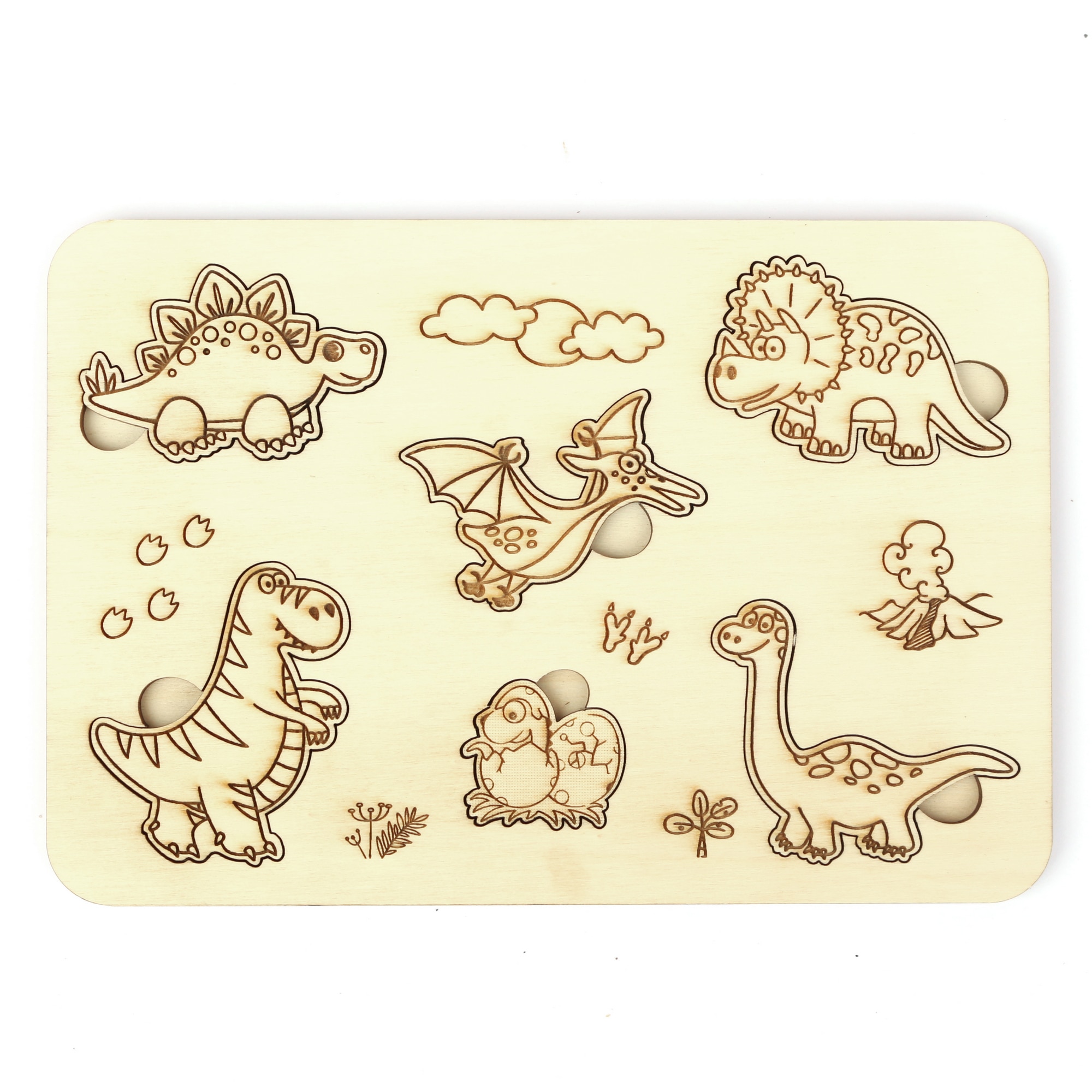 Puzzle educativ pentru copii cu dinozauri 22 cm x 15 cm