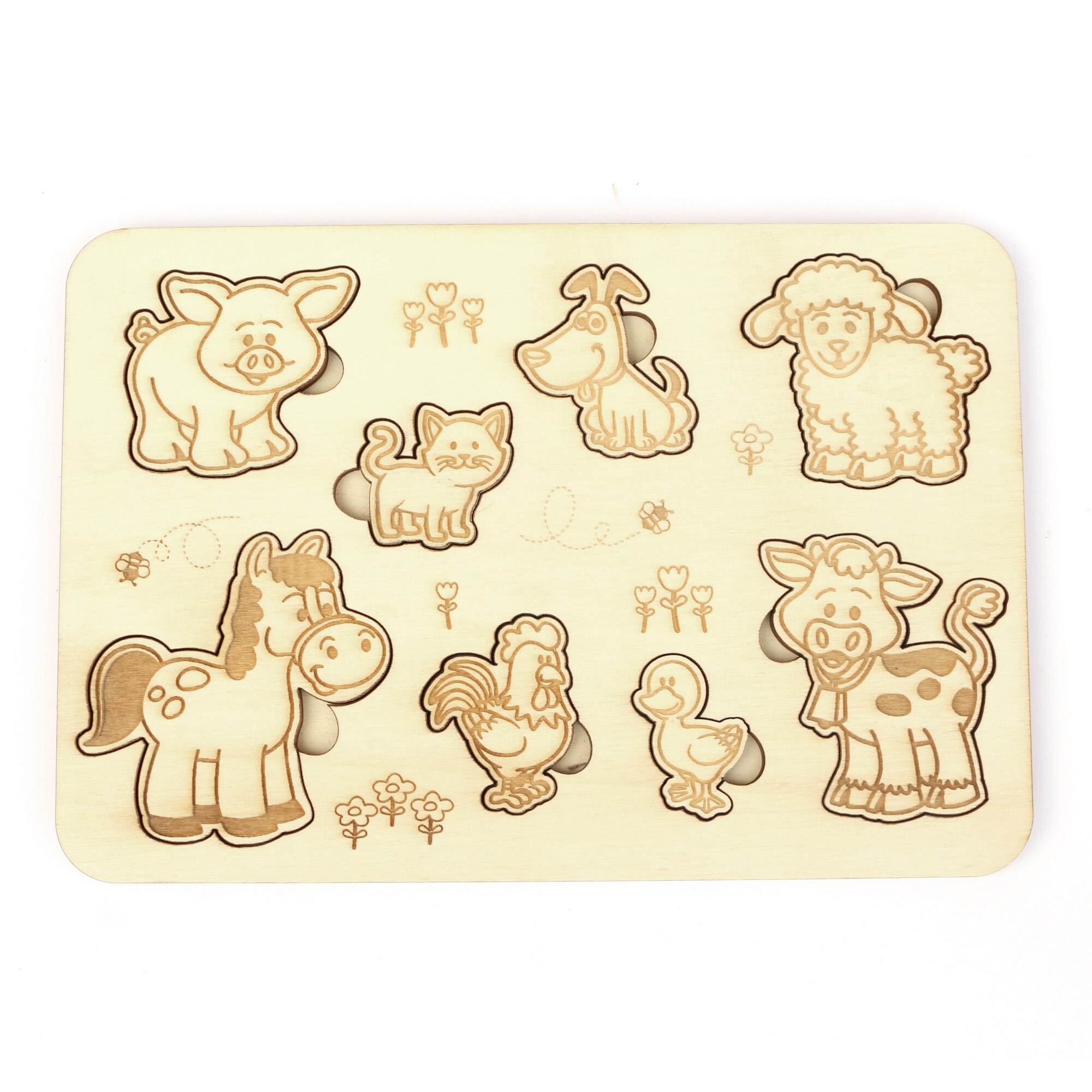 Puzzle educativ pentru copii cu animale domestice 22 cm x 15 cm