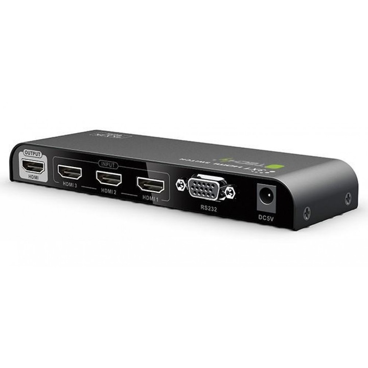 Techly HDMI 2.0 switch, 3 port, 4K UHD, RS232, Remote Control