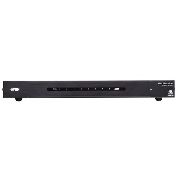 Активен HDMI сплитер, включено захранване, 8 порта, 1 вход - 8 изхода, 4K, ATEN, черен, IDATA VS-0108HB