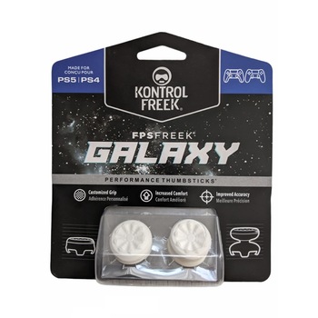 Set 2 Bucati Thumbgrip din Silicon Performance KontrolFreek Galaxy, Thumbstick Accesoriu Controller PS5, PS4, Crestere Acuratete si Confort, Alb Set 2 Bucati Thumbgrip din Silicon Performance KontrolFreek Galaxy, Thumbstick Accesoriu Controller PS5, PS4, Crestere Acuratete si Confort, Alb